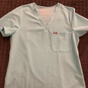 Figs Catarina top & Kade pants in Fresh Aqua color